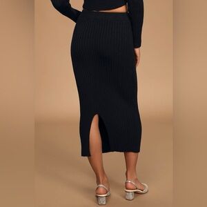 Lulu's Black Ribbed Knit Skirt
